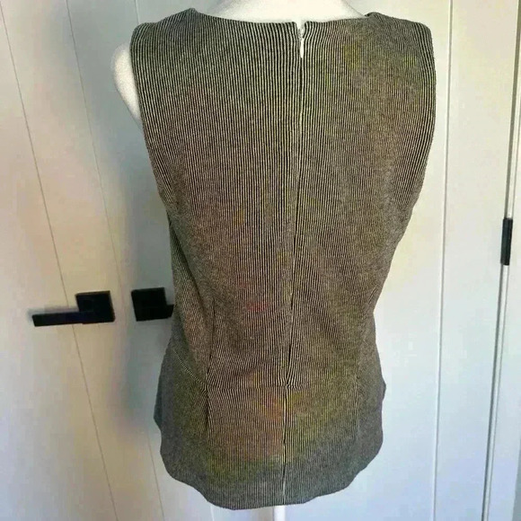 Antonio Melani Anthropologie black sleeveless top small stripe fitted flare work - Picture 3 of 12